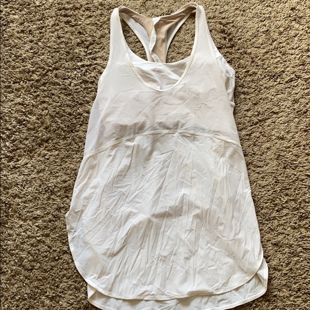 White lululemon tank with built in bra